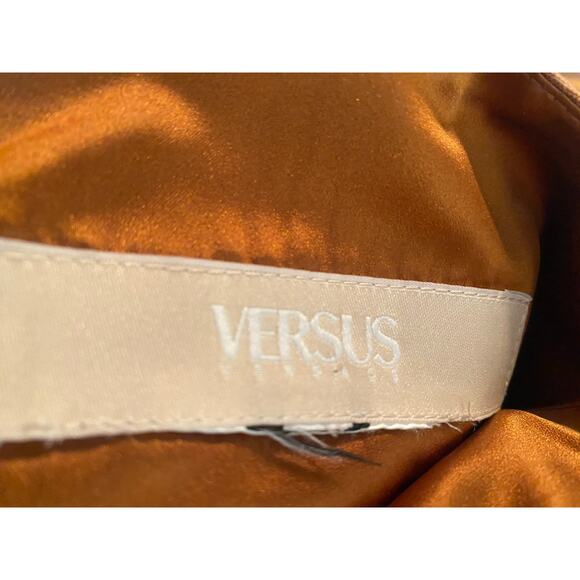 Vintage versus versace tie waist satin trim burnt orange pants womens 30x30 - Picture 8 of 8